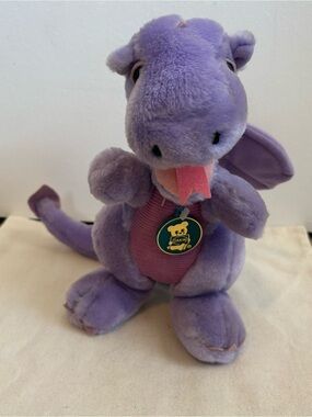 Dakin Purple Dragon Plush Stuffed Animal w/ Wings 1983 with Tag